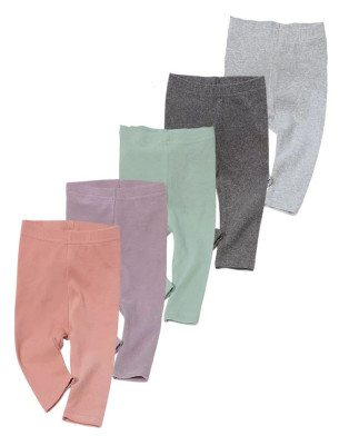 Toddler Organic Cotton Plain Knitted Ribbed Girl Leggings Autumn